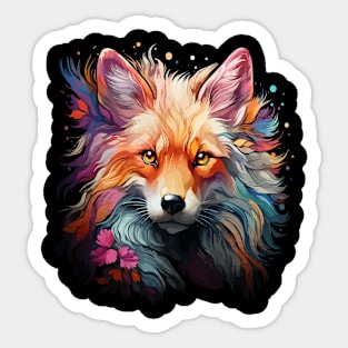 Red Fox Rainbow Sticker